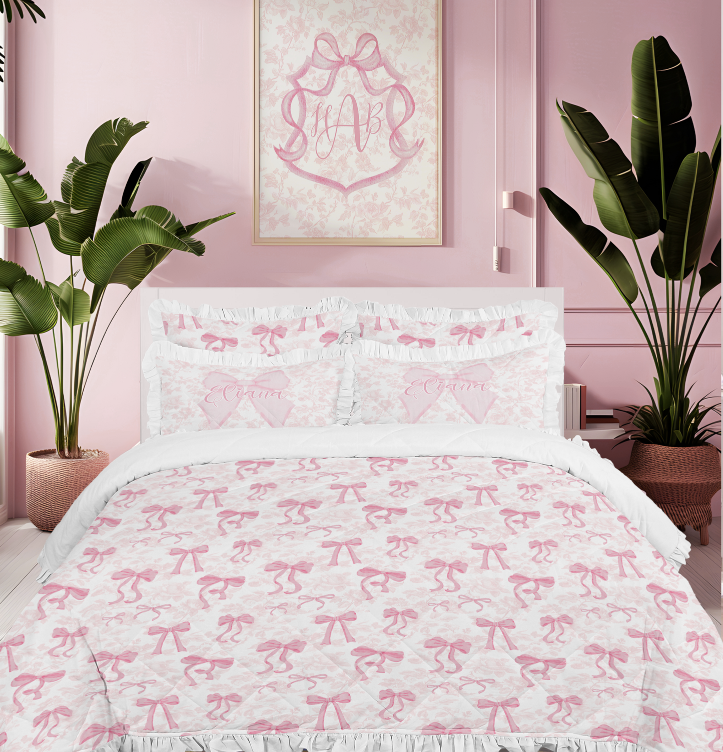 Fancy Bow Ruffled Comforter Set