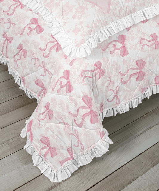 Fancy Bow Ruffled Comforter Set