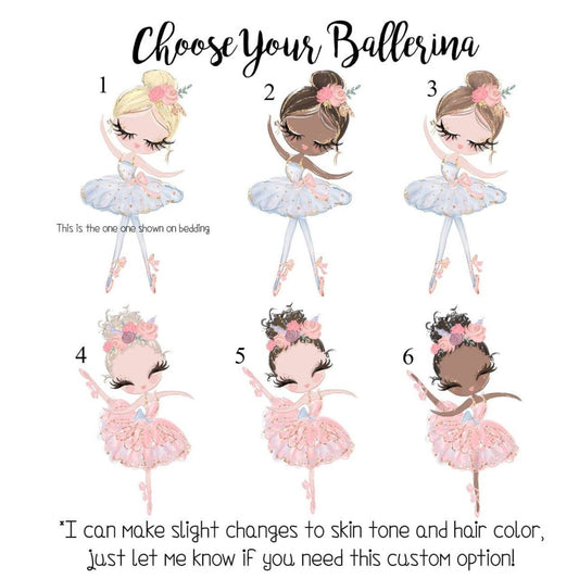 Ballerina Kids Bedding Set (Comforter or Duvet Cover) - Ballerina Blooms, text,