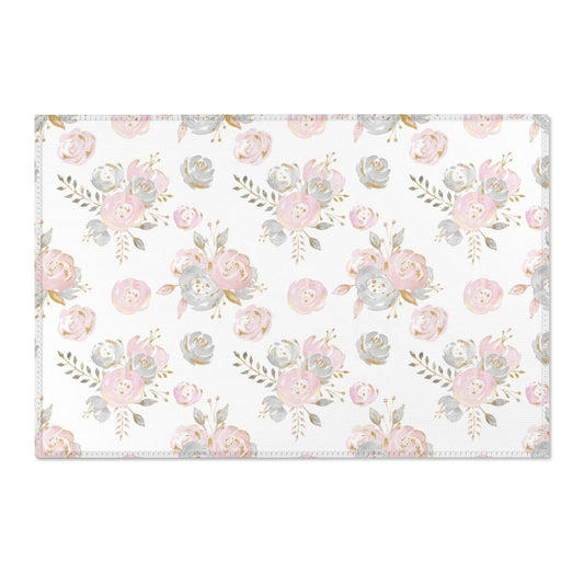 Blush Gold Floral Nursery Rug - Blush Gold Floral, gender_girl, Theme_Floral