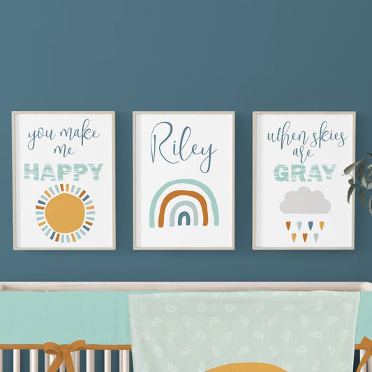 Boho Rainbow Personalized Nursery Art - Boho Rainbow, gender_boy, gender_neutral