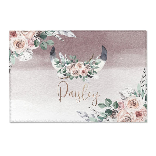 Boho Rose Tribal Nursery Rug - Boho Rose, gender_girl, text