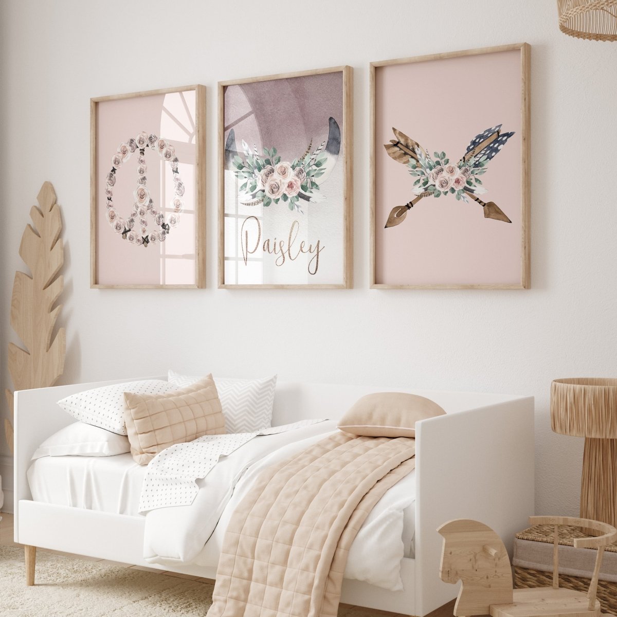 Boho Rose Tribal Personalized Nursery Art - Boho Rose, gender_girl, text