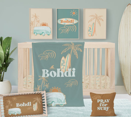 Boho Surfer Personalized Nursery Art - Boho Surfer, gender_boy, gender_neutral