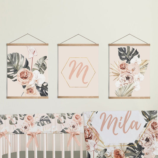 Boho Tropics Personalized Nursery Art - Boho Tropics, gender_girl, text