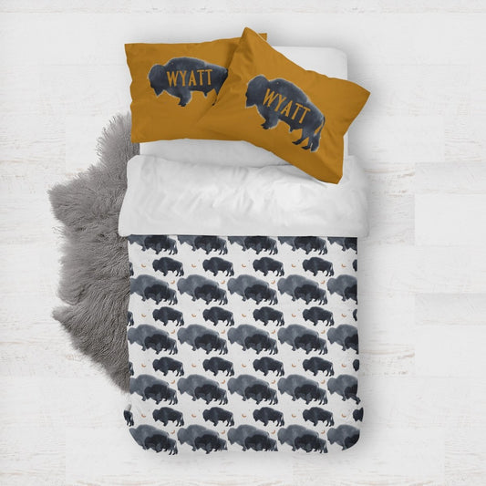 Buffalo Babe Personalized Kids Bedding Set (Comforter or Duvet Cover) - Buffalo Babe, gender_boy, text