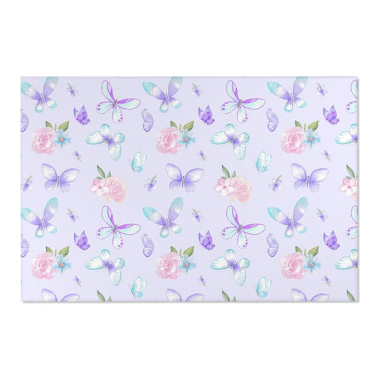 Butterfly Floral Nursery Rug - Butterfly Floral, gender_girl, Theme_Butterfly