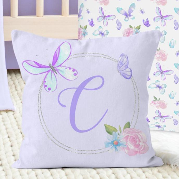 Butterfly Floral Personalized Kids Bedding Set (Comforter or Duvet Cover)