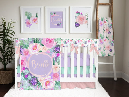 Cactus Floral Personalized Nursery Art - Cactus Floral, gender_girl, text