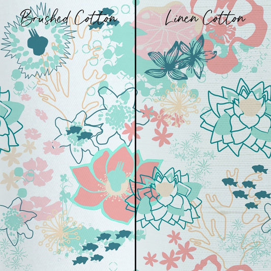 Coral Waves Curtain Panel - Coral Waves, gender_girl, Theme_Floral