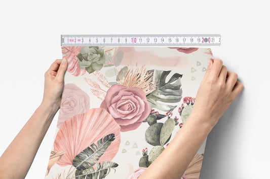 Desert Rose Peel & Stick Wallpaper - Desert Rose, gender_girl, Theme_Boho