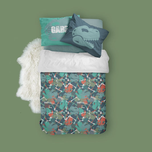 Dino Dig Kids Bedding Set (Comforter or Duvet Cover) - text, ,
