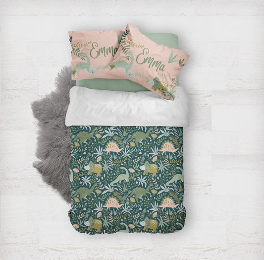 Dinosaur Garden Kids Bedding Set (Comforter or Duvet Cover) - Dinosaur Garden, gender_girl, text