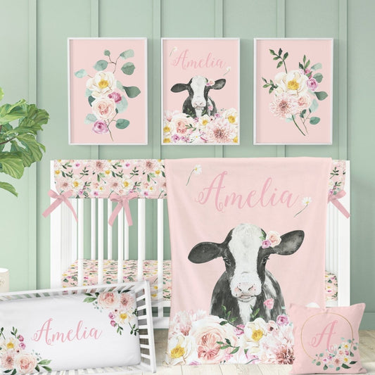 Farm Floral Personalized Nursery Art - Farm Floral, gender_girl, text