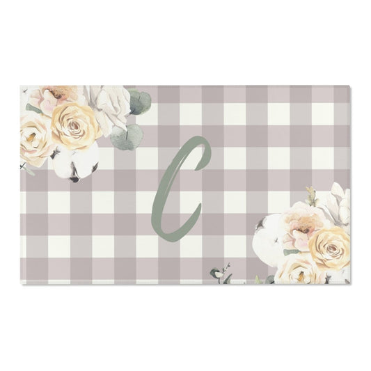 Farmhouse Floral Personalized Nursery Rug - Farmhouse Floral, gender_girl, text
