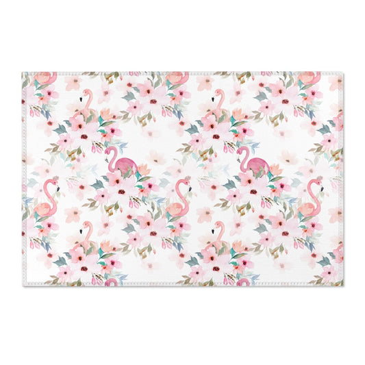 Flamingo Floral Nursery Rug - Flamingo Floral, gender_girl, Theme_Floral
