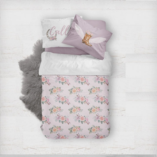 Floral Cowgirl Kids Bedding Set (Comforter or Duvet Cover) - Floral Cowgirl, gender_girl, text