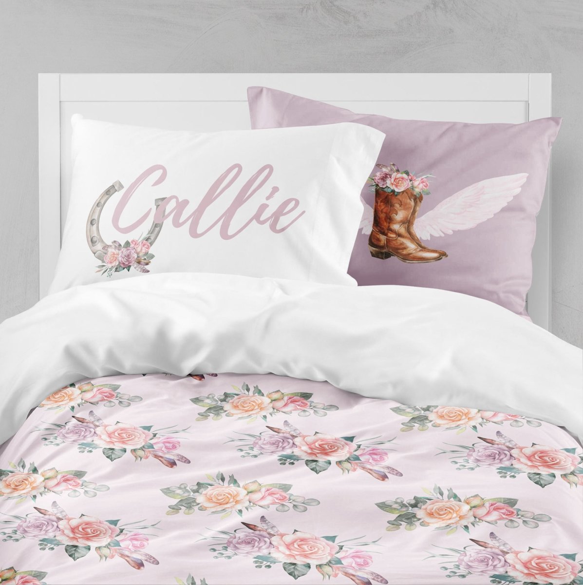 Floral Cowgirl Kids Bedding Set (Comforter or Duvet Cover) - Floral Cowgirl, gender_girl, text