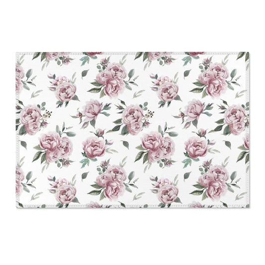 Floral Elephant Nursery Rug - Floral Elephant, gender_girl, text