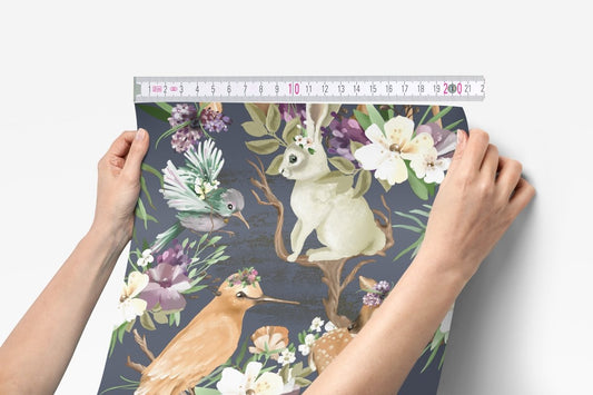 Forest Animals Floral Peel & Stick Wallpaper - , ,