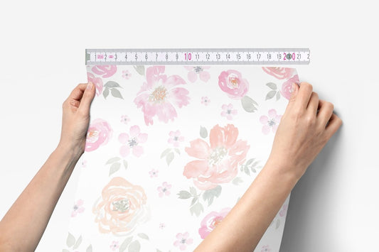 French Floral Peel & Stick Wallpaper - Blush Gold Floral, French Floral,