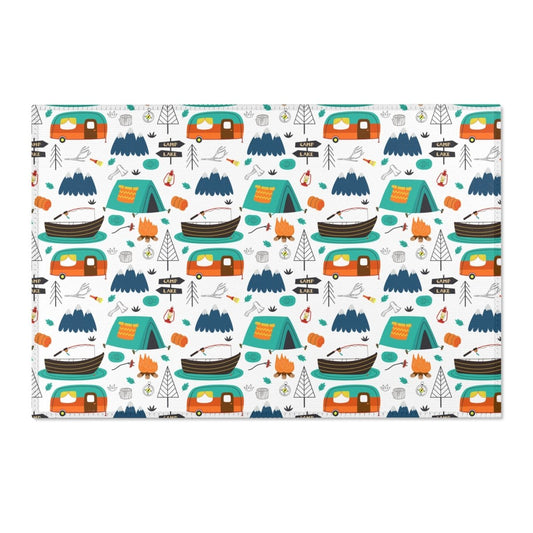 Happy Camper Print Nursery Rug - gender_boy, Happy Camper, Theme_Woodland