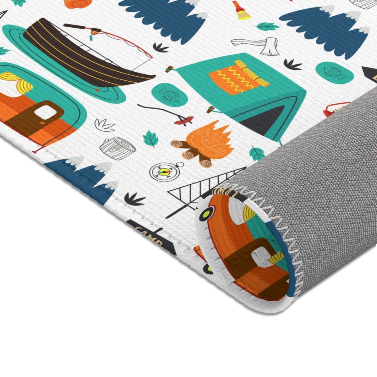 Happy Camper Print Nursery Rug - gender_boy, Happy Camper, Theme_Woodland