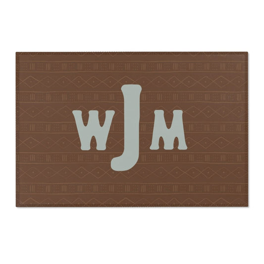 Highland Cow Boy Monogrammed Nursery Rug - gender_boy, Highland Cow Boy, text