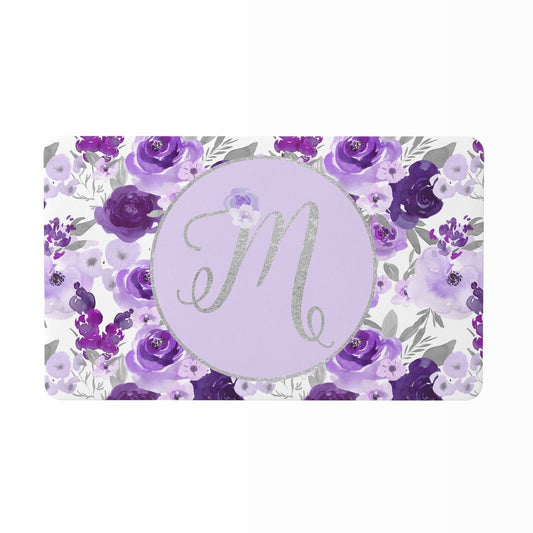 Large Purple Floral Nursery Rug - gender_girl, Purple Floral Elephant, text
