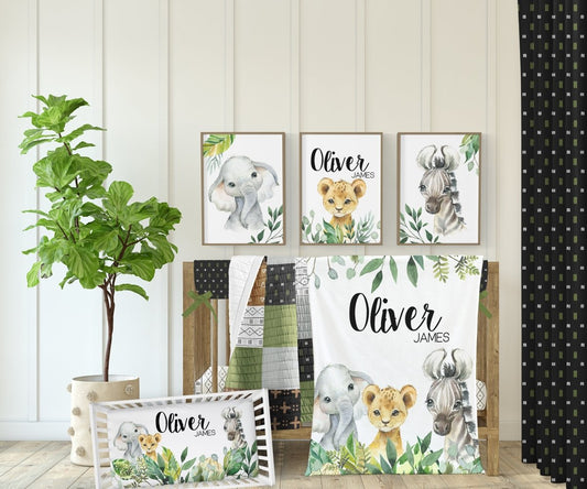 Leafy Jungle Personalized Nursery Art - gender_boy, Leafy Jungle, text