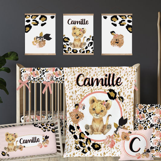 Leopard Love Animal Personalized Nursery Art - gender_girl, Leopard Love, text