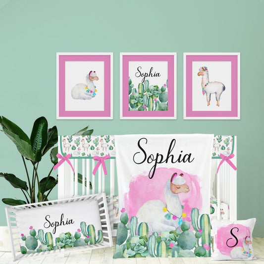 Llama Love Personalized Nursery Art - gender_girl, Llama Love, text