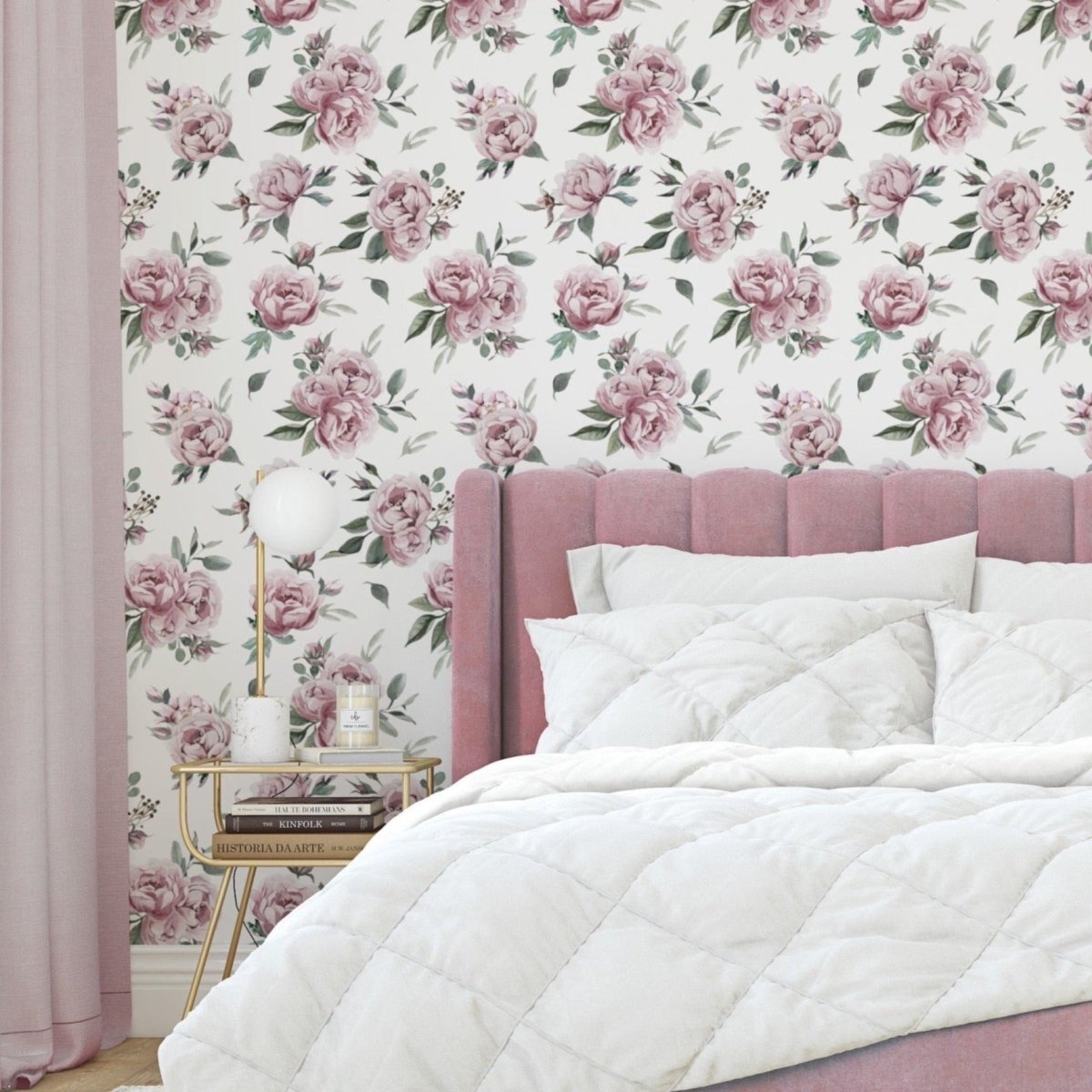 Mauve Peony Peel & Stick Wallpaper - gender_girl, Theme_Floral, Theme_Jungle