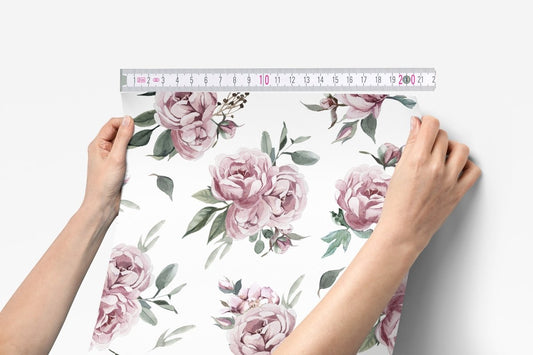 Mauve Peony Peel & Stick Wallpaper - gender_girl, Theme_Floral, Theme_Jungle