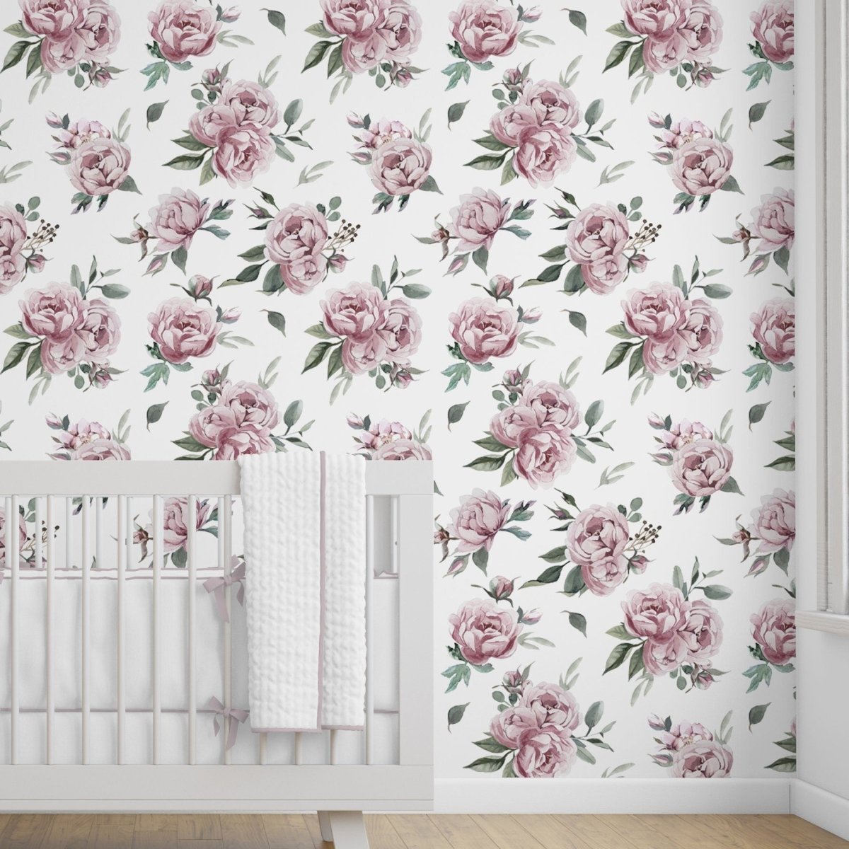 Mauve Peony Peel & Stick Wallpaper - gender_girl, Theme_Floral, Theme_Jungle