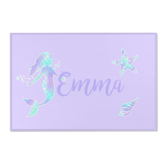 Mermaid Love Personalized Nursery Rug - gender_girl, Mermaid Love, text