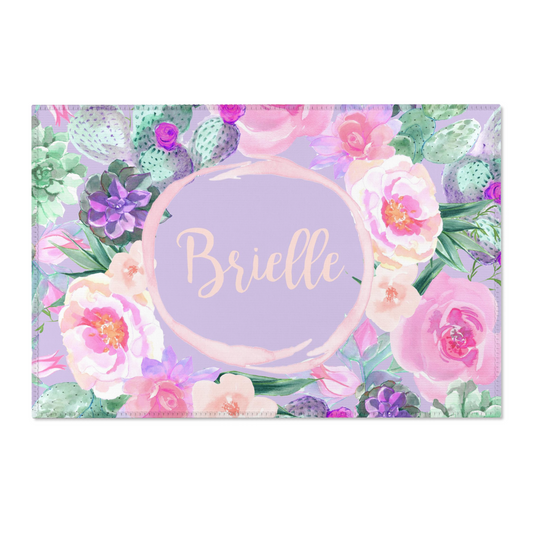 Cactus Floral Personalized Nursery Rug - Cactus Floral, gender_girl, text