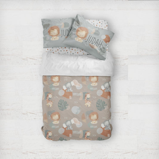 Modern Lion Personalized Kids Bedding Set (Comforter or Duvet Cover) - gender_boy, Modern Lion, text