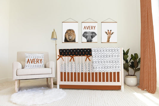 Modern Mudcloth Personalized Nursery Art - gender_boy, Modern Mudcloth, text