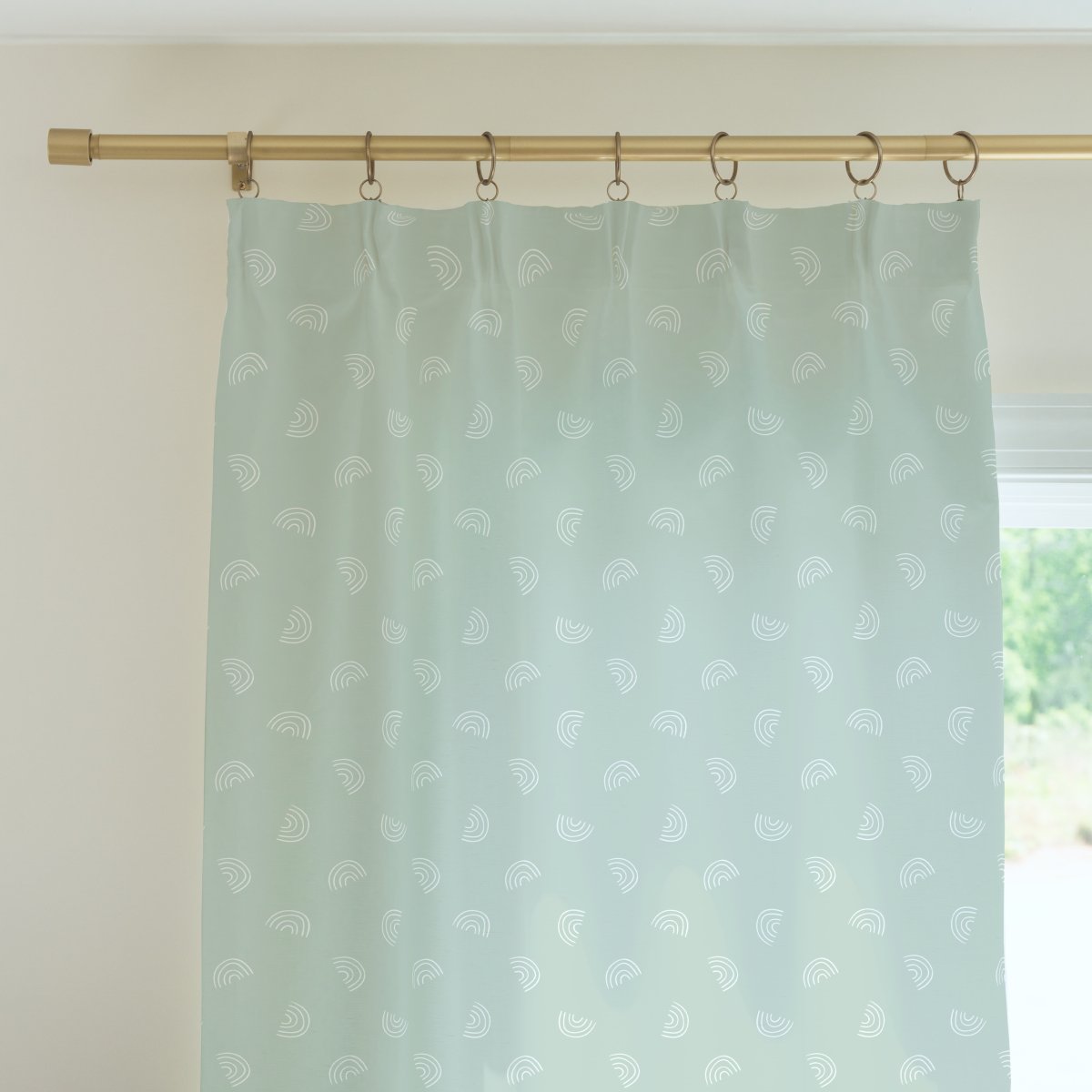 Muted Mint Rainbows Curtain Panel - gender_boy, gender_girl, gender_neutral
