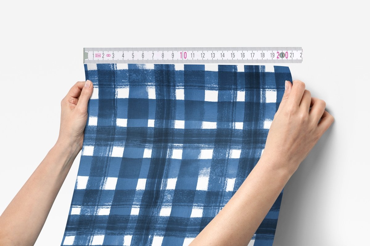 Navy Plaid Peel & Stick Wallpaper - Mountain Explorer, ,