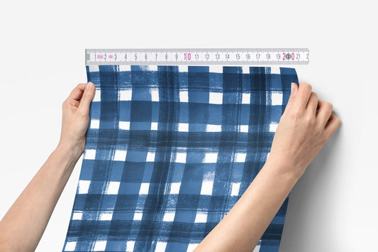 Navy Plaid Peel & Stick Wallpaper - Mountain Explorer, ,