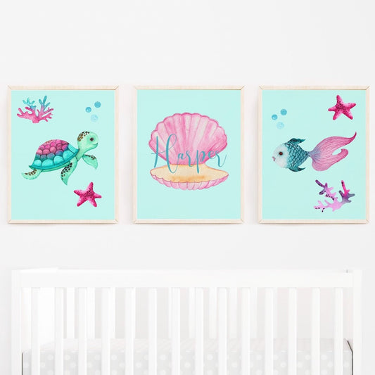 Ocean Girl Personalized Nursery Art - gender_girl, Ocean Girl, text