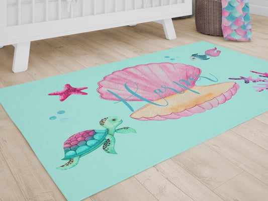 Ocean Girl Personalized Nursery Rug - gender_girl, Ocean Girl, text