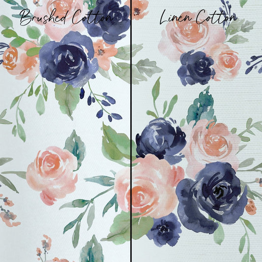 Peach & Navy Floral Curtain Panel - gender_girl, Peach & Navy Floral, Theme_Floral