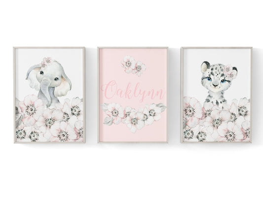 Pink Hibiscus Personalized Nursery Art - gender_girl, Pink Hibiscus, text