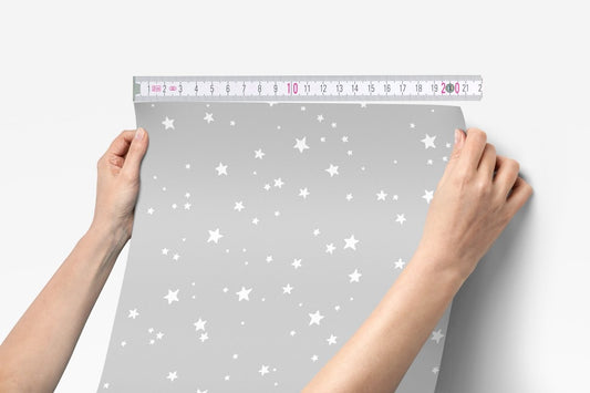 Pink Teddy Bear Gray Stars Peel & Stick Wallpaper - gender_girl, Pink Teddy Bear,