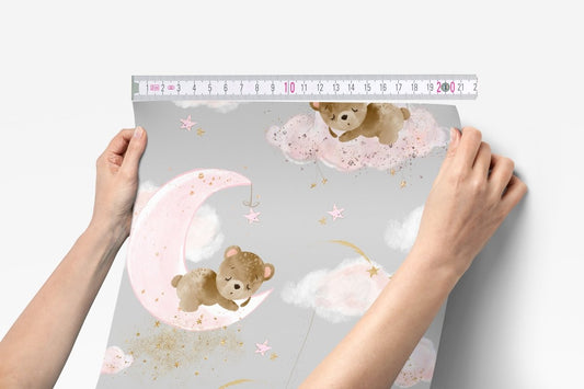 Pink Teddy Bear Peel & Stick Wallpaper - gender_girl, Pink Teddy Bear,