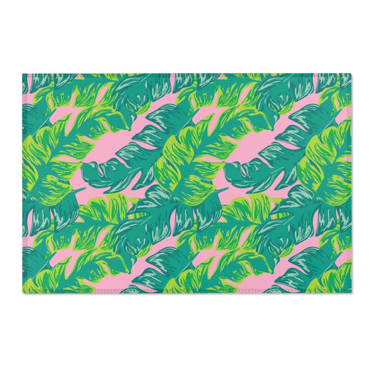 Preppy Summer Palm Nursery Rug - gender_girl, Preppy Summer, Theme_Tropical