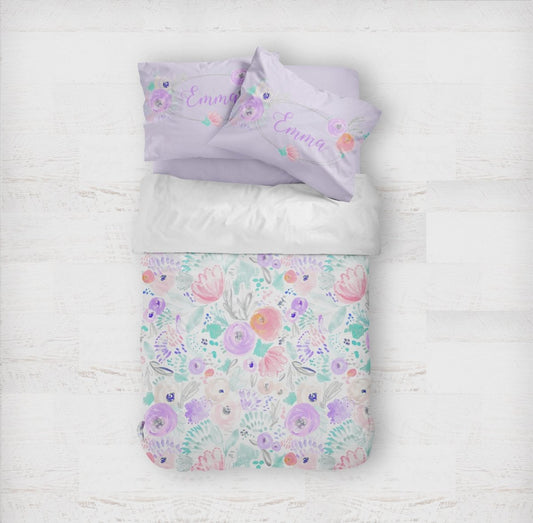 Purple Blooms Kids Bedding Set (Comforter or Duvet Cover) - gender_girl, Purple Blooms, text